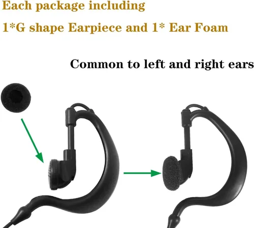 Miniatura 5 de Walkie Talkie Auriculares para Motorola Radio cls1410 cls1110 bpr40 cp200 cp200d cp185 cp100 rdm2070d con alambre de resorte PU G gancho de oreja