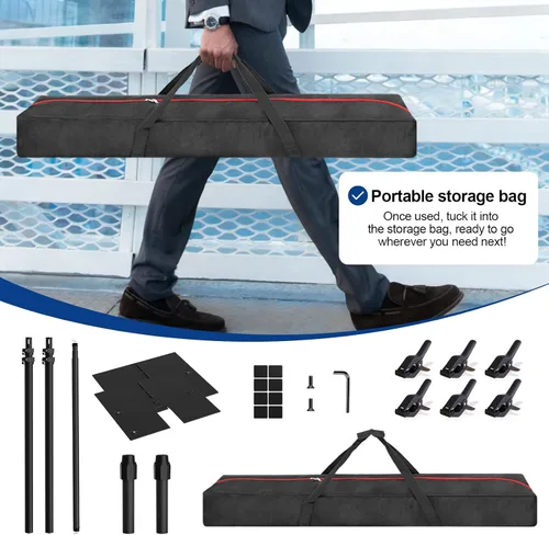 Miniatura 5 de EMART Soporte de fondo resistente de 10 x 10 pies, kit de fotografía de fondo para fotos de tuberías y cortinas, marco de metal ajustable con base