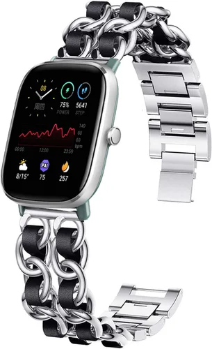 Compatible con Amazfit GTS 3 Band, pulsera de metal de joyería YOUkei con cuero compatible con Amazfit GTS 2 Mini/GTS 2 / GTS 3 Smartwatch