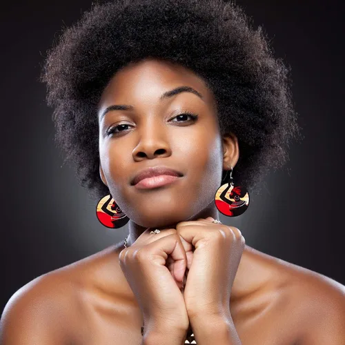 Miniatura 7 de 10 pares de aretes redondos africanos para mujer, de madera pintada, aretes de estilo étnico