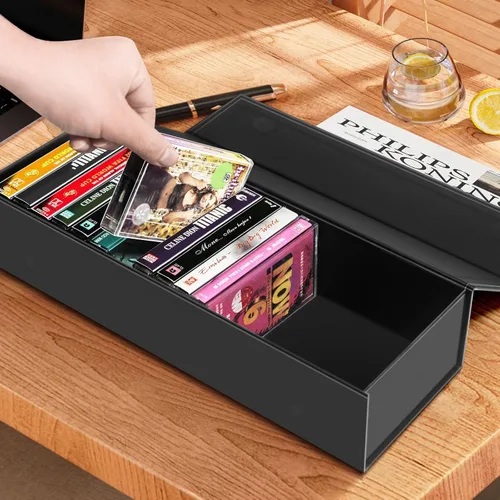 Miniatura 4 de Paquete de 3 cajas de almacenamiento de cinta de casete, soporte de cinta para almacenar 60 casetes, organizador de almacenamiento de medios
