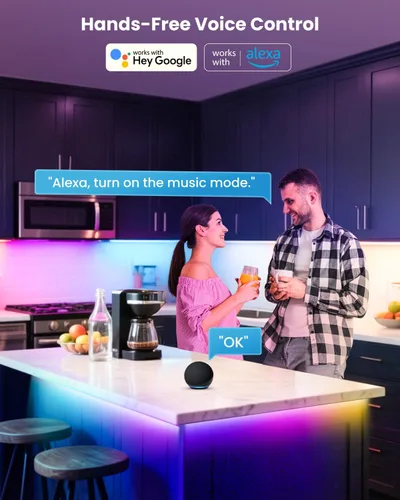 Miniatura 8 de Luces LED RGB+IC de 9.84 pies para TV de 32 a 43 pulgadas, tira de retroiluminación detrás de la TV con sincronización de música, aplicación