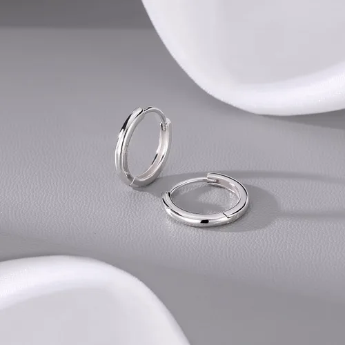 Miniatura 5 de Reffeer Aretes de aro redondos pequeños de plata de ley 925 para mujeres, adolescentes, aretes de aro minimalistas