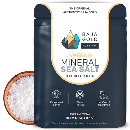 Baja Gold Sal Marina Mineral - Recomendada por Gary Brecka - Sal de Grano Natural Orgánica para Cocinar y Hornear | Auténtica Sal de Baja | Ideal
