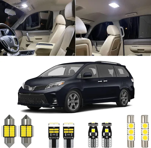 Xpismii Kit de 16 piezas de luces LED interiores Sienna blancas de 6000K, paquete de repuesto para Toyota Sienna 2011 2012 2013 2014 2015 2016 2017