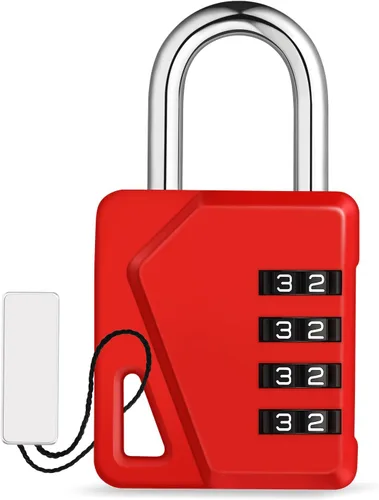 ZHEGE - Candado pequeño para casillero de gimnasio, candado de combinación de 4 dígitos con etiqueta de nombre DIY, candado con teclado numérico