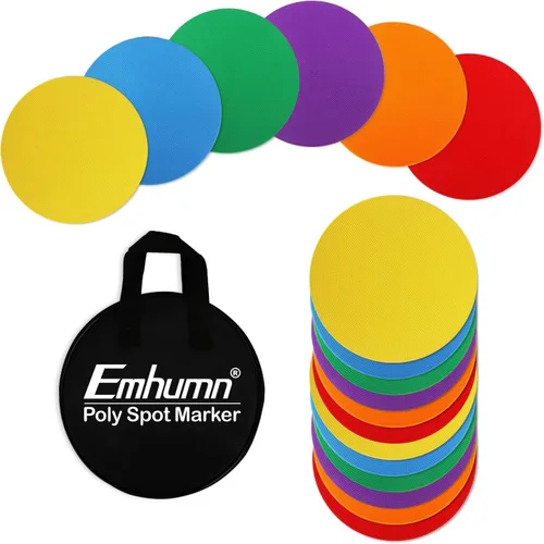 Miniatura 12 de Marcadores de punto Emhumn de 4 pulgadas y 9 pulgadas de polietileno para puntos de agilidad para entrenamiento en gimnasio/educación física, baile