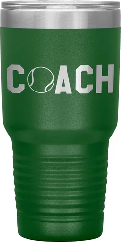 Miniatura 18 de Vaso de entrenador de tenis – Regalo de entrenador de tenis de 30 onzas con aislamiento de acero inoxidable grabado, color negro