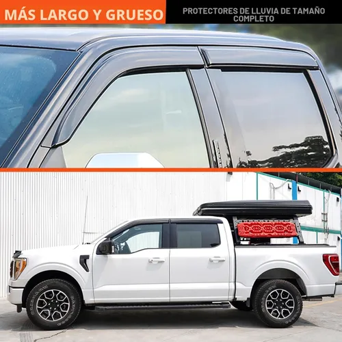 Miniatura 6 de Defensas de Lluvia Montadas en el Exterior Viseras para Ventanas para Ford F-150 SuperCrew 2015-2026 & Raptor/F-250/F-350/F-450/F-550 Super Duty