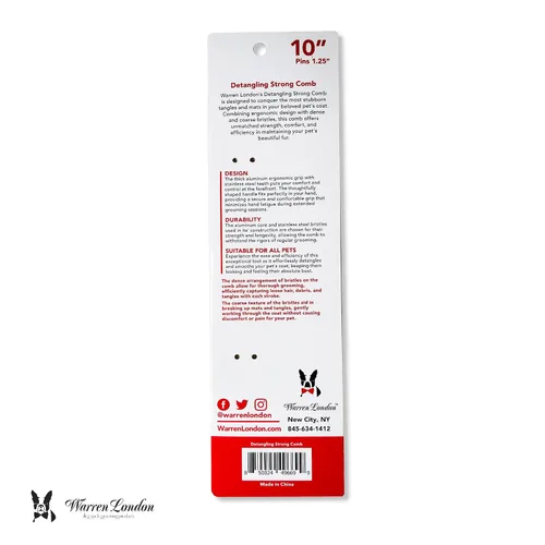 Miniatura 9 de Warren London Peine Fuerte Antienredo para Perros 25.4 cm Control de Confort, Durabilidad y Detalle para Perros Pequeños, Medianos y Grandes