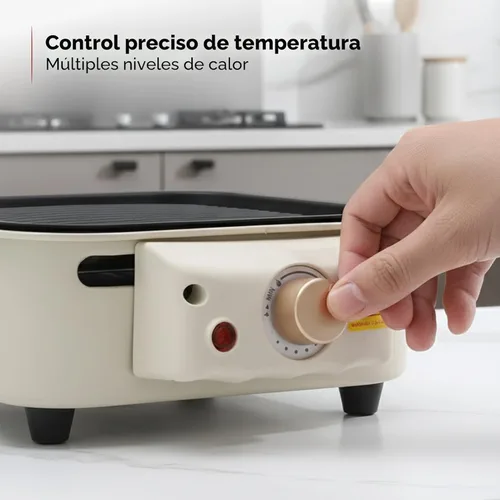 Miniatura 5 de OVENTE Parrilla eléctrica 2 en 1 para interior, parrilla coreana sin humo de 1500W con placa de cocción extraíble antiadherente, 3 sartenes