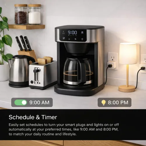 Miniatura 5 de Enchufe inteligente compacto, funciona con Alexa y Google Assistant, aplicación Smart Life y control de voz, monitoreo de energía, programación