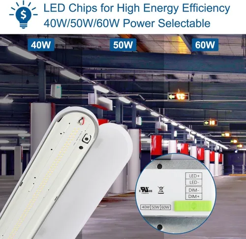 Miniatura 4 de DAKASON Luz LED hermética de vapor de 4 pies 60 W 6600 lm (120 W equivalente), luz LED impermeable para tienda al aire libre, 5000 K, IP65, 100-277