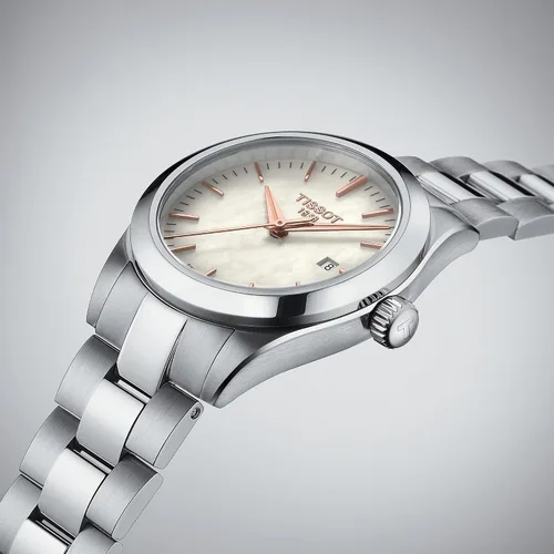 Miniatura 5 de Tissot para mujer T-My Lady Reloj de vestir de acero inoxidable blanco T132010111100
