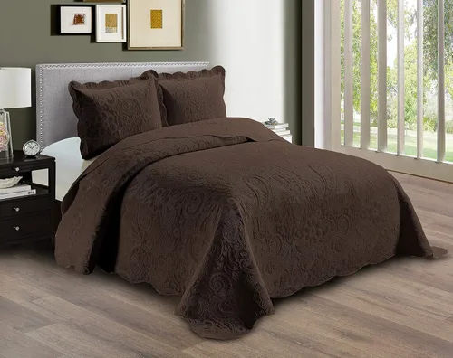 Miniatura 4 de Linen Plus Juego de funda de cama con relieve, extra grande, color burdeos, para cama King/California King, nueva, modelo Dana Borgoña