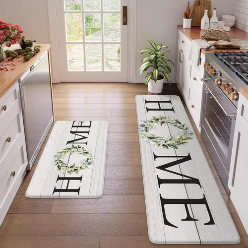 Miniatura 15 de KIMODE Alfombra Antifatiga para Cocina 2 Piezas, Alfombras de Cocina Impermeables y Antideslizantes, Alfombra de Cocina de Estilo Rústico para Piso