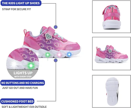 Miniatura 6 de Zapatos con luz LED para niños pequeños, ligeros, transpirables, correa ajustable para niños pequeños