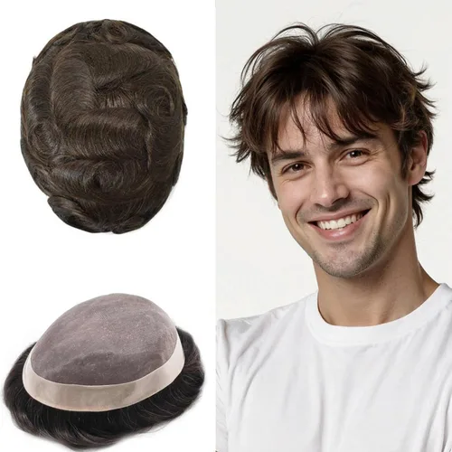 Miniatura 85 de Mens Toupee Hair Piece For Men Fine Mono Men Hair System Toupee For Men Hair Piece Real Human Hair System For Men Protesis Capilar Para Hombre 6x9