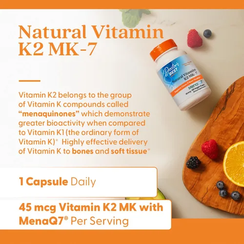 Miniatura 4 de Doctor's Best Vitamina natural K2 MK-7 con MenaQ7 blanco sin sabor, 60