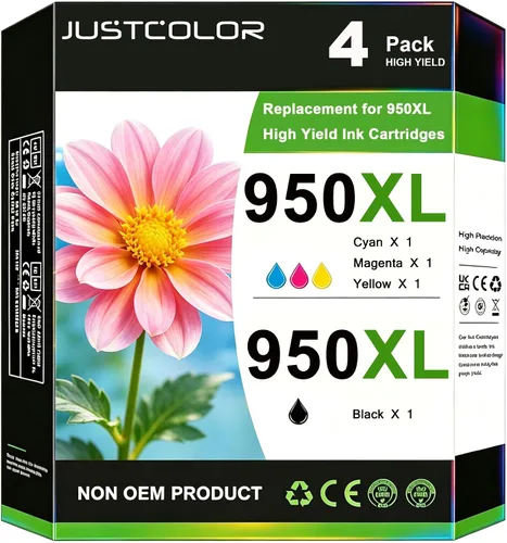 JUSTCOLOR Cartucho de tinta de repuesto compatible para 950XL 951XL 950 XL 951 XL para usar con OfficeJet Pro 8610 8600 8615 8620 8625 8100 276dw