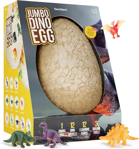 Huevo de dinosaurio jumbo – Descubre 12 dinosaurios sorpresa grandes únicos en un huevo gigante relleno – Descubre dinosaurios, arqueología,