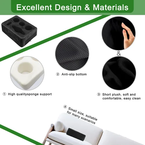 Miniatura 7 de Cojín Portavasos para Sofá Cama, Portabebidas Nisdoing de 5 Orificios para Sofá ¡Mantén las Bebidas al Alcance y Conserva la Temperatura, Evita Negro