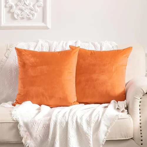Miniatura 14 de FY FIBER HOUSE Paquete de 2 fundas de almohada de terciopelo decorativas, fundas de cojín suaves y sólidas, 16 x 16 pulgadas, color negro