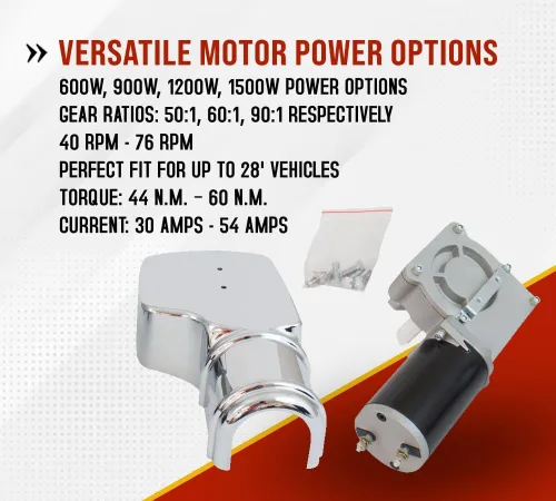 Miniatura 3 de Mytee Products Motor de lona de 900 W 60:1 para sistemas de lona de camión volquete con cubierta cromada de 12 V CC / 50 amperios / 60 RPM