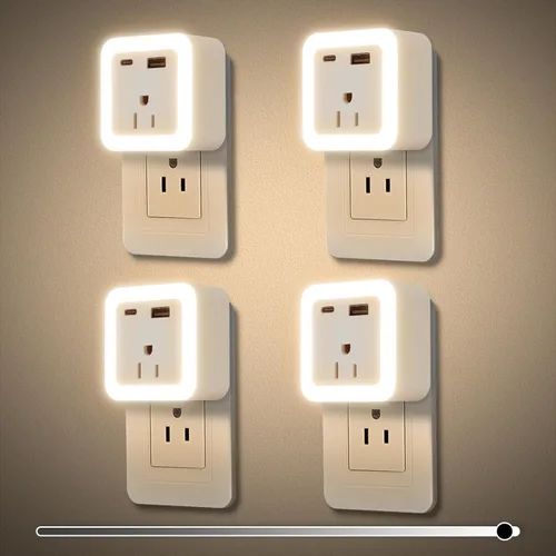 Miniatura 10 de JackonLux Luces nocturnas enchufables a la pared, paquete de 2 luces de reserva con batería recargable, sensor de atardecer a amanecer, luz nocturna