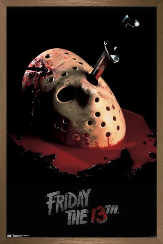 Miniatura 15 de Trends International Friday The 13th - Póster de pared de máscara sangrante, 14.725 x 22.375 pulgadas, versión enmarcada de madera de granero