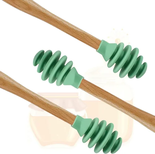 Miniatura 4 de Enenes Palitos de silicona para la miel, 3 cucharas de miel antigoteo con diseño en espiral con varilla agitadora, dispensador libre de BPA de grado