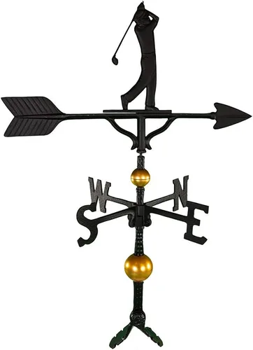Miniatura 7 de Montague Metal Products Veleta de 32 pulgadas con adorno de golfista negro satinado