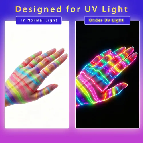Miniatura 3 de 12 piezas de pintura corporal que brilla en la oscuridad, kit de maquillaje con luz negra UV para adultos, pinturas fluorescentes no tóxicas
