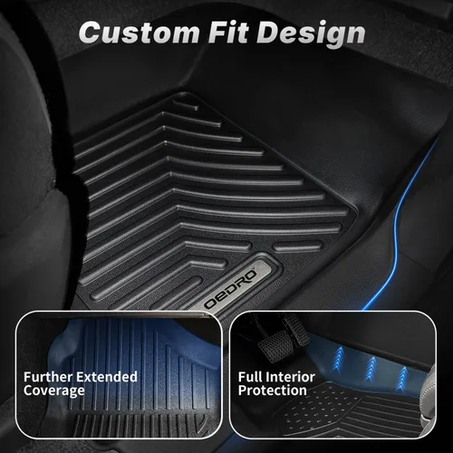 Miniatura 4 de OEDRO Alfombrillas compatibles con Toyota Tundra CrewMax Cab 2014-2021, juego de revestimientos delanteros y de segunda fila de ajuste personalizado