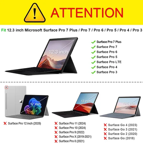 Miniatura 2 de Funda Fintie para Microsoft Surface Pro 7 Plus, Surface Pro 7/6/5/4/3 de 12,3 pulgadas - Cubierta de negocios tipo portafolio con bolsillo, Negro