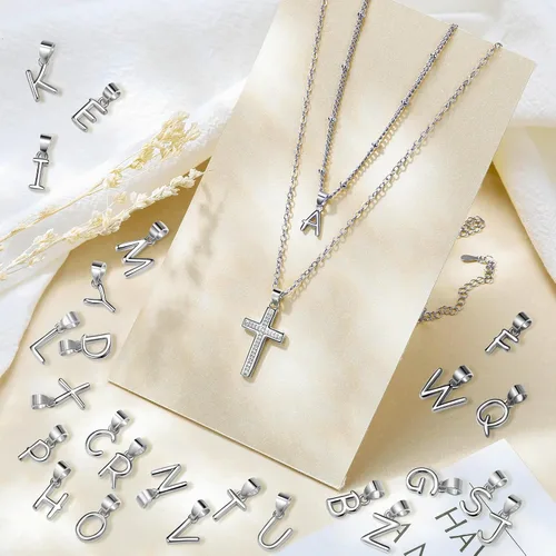 Miniatura 5 de ZENI Delicados collares de cruz para mujer, chapado en oro de 14 quilates, cadena en capas con dije de inicial, circonita cúbica, cruz de fe