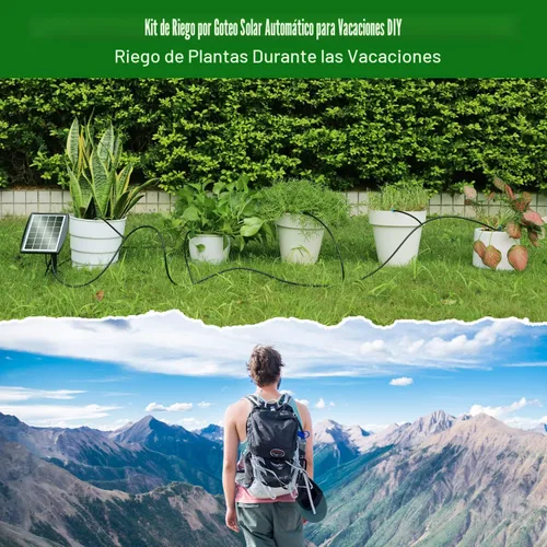 Miniatura 7 de JIYANG - Kit de riego automático solar por goteo, dispositivo de riego automático automático fácil de bricolaje compatible con plantas de macetas, 6