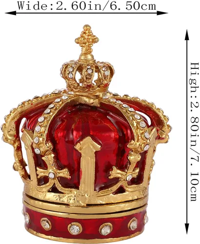 Miniatura 33 de QIFU Pintado a mano esmaltado estilo corona azul decorativo con bisagras joyería baratija caja regalo único para decoración del hogar