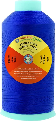 Miniatura 41 de Mandala Crafts - Hilo de nailon para coser cuero, tapicería, mezclilla y para trenzar el pelo; resistente, 1500 yardas, tamaño 69 T70 Marrón