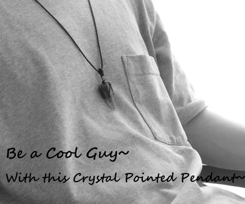 Miniatura 3 de XIANNVXI Collar con dije de piedra puntiaguda de cristal curativo, cuerda negra ajustable, piedra preciosa natural, joyería para hombres y mujeres