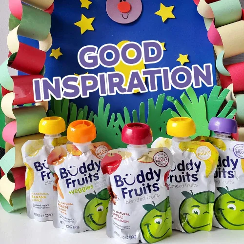 Miniatura 7 de Buddy Fruits & Veggies Snacks To Go Pear Espinacas Puré de manzana sin azúcar Bolsa de 3.2 oz (18 unidades) Gluten-Nut-Conservantes lácteos-Libre