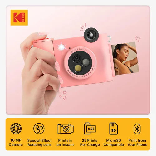 Miniatura 2 de KODAK Smile+ Paquete de regalo para cámara digital instantánea 2 en 1 e impresora fotográfica + estuche + paquete de 20 papel fotográfico Zink