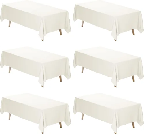 Miniatura 32 de Fixwal Paquete de 2 manteles rectangulares negros de 60 x 102 pulgadas, reutilizables, resistentes, lavables, para mesas de 6 pies, bodas, fiestas