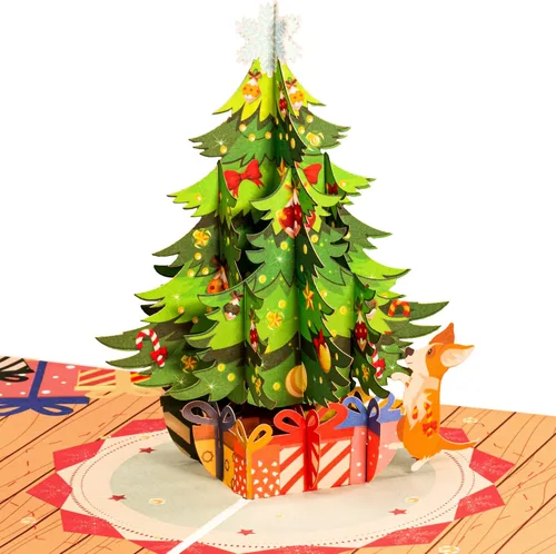 Miniatura 13 de Frndly by Paper Love Bird House Tarjeta de Navidad Pop Up, Tarjetas de Felicitación Emergentes 3D Hechas a Mano, Para Navidad o Días Festivos, 100%