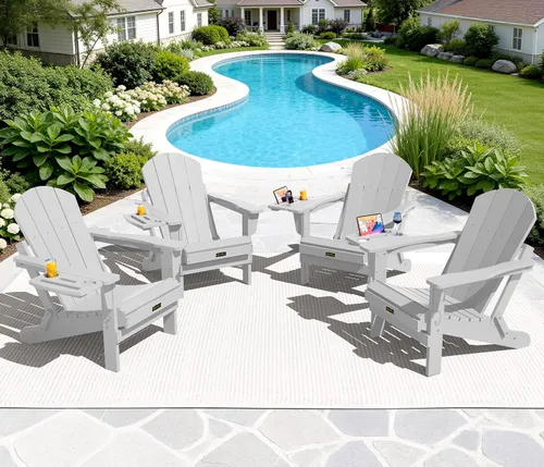 Miniatura 33 de SERWALL - Silla plegable Adirondack para patio, jardín, exterior, resistente a la intemperie, sillas para hoguera, color naranja