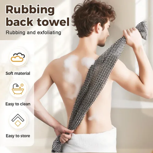 Miniatura 2 de Toalla de ducha exfoliante, toalla de baño exfoliante con textura suave para el hogar, toallas suaves y plegables para la espalda, toalla corporal