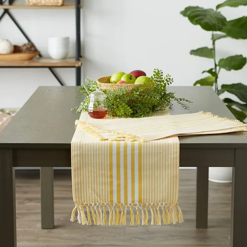 Miniatura 5 de DII Colección de mesa de cocina con rayas múltiples, juego de manteles individuales, 13x19, amarillo profundo, 6 piezas