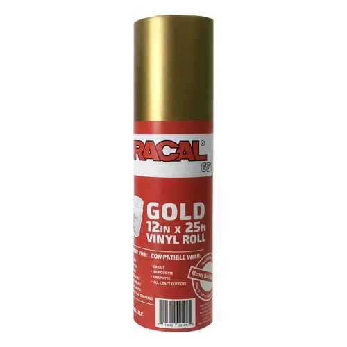 Rollo de 12,125 pulgadas x 25 pies de vinilo Oracal 651 dorado para manualidades - Con un núcleo de 2,5 pulgadas - Vinilo adhesivo para cortadoras