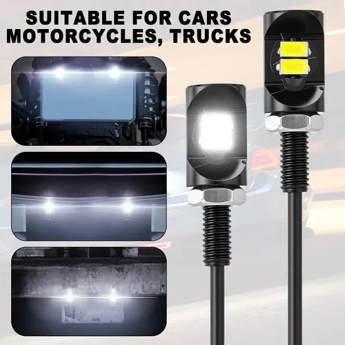 Miniatura 3 de Frienda 4 luces LED de matrícula de 12 V para motocicleta, luz impermeable, con tornillo, lámpara de perno de tornillo, soporte de bombilla