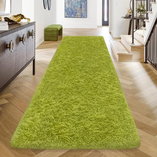 Miniatura 75 de Alfombras de pasillo beige de 2 x 6 pies para dormitorio, sala de estar, alfombra de felpa suave y esponjosa, alfombra de pasillo para pasillos